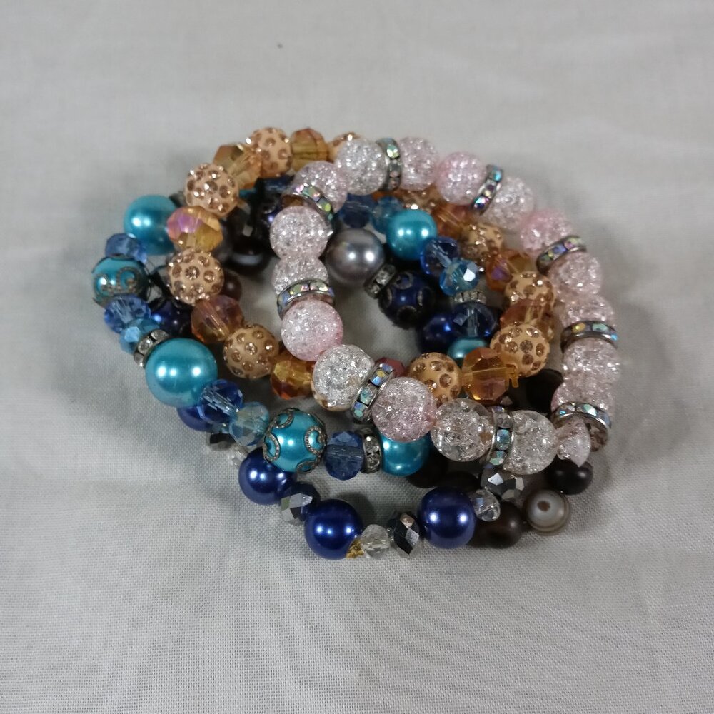 5 Piece Beautiful Colorful Beads Handmade Women Bracelets *Jewelry Bundle*